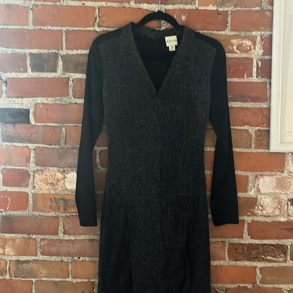 Reiss Jagger Dress Sheer Sleeve Black Silver Glitter Bodycon size 6 - Picture 2 of 2